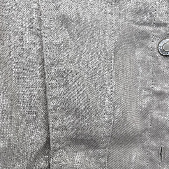 Jones New York Linen Jacket Taupe Utility Button Front Lightweight Women's M - Picture 6 of 6